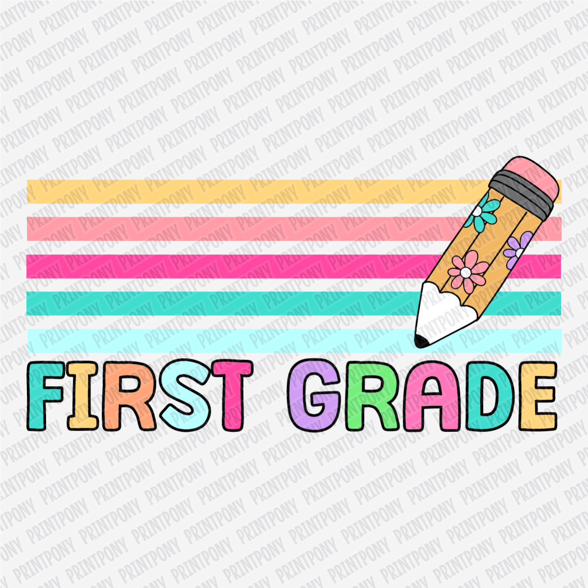 First Grade Stripes - DTF Transfer - PrintPony