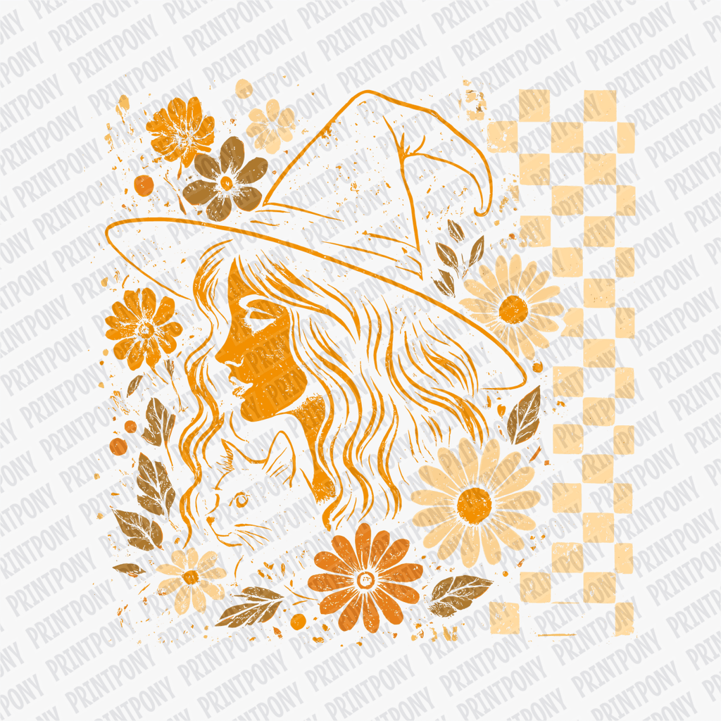 Floral Boho Witch DTF Transfer - PrintPony