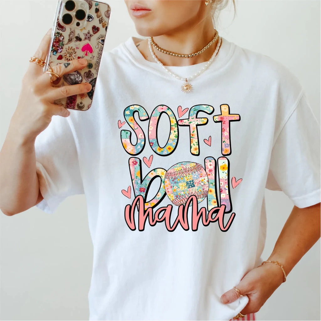 Floral Coquette Softball Mama DTF Transfer - PrintPony