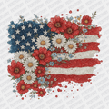Floral Faux Glitter American Flag - Patriotic DTF transfer - PrintPony