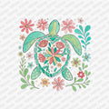 Floral Green Boho Turtle DTF Transfer - PrintPony