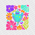 Floral Neon Coquette Ghost Halloween DTF Transfer - PrintPony