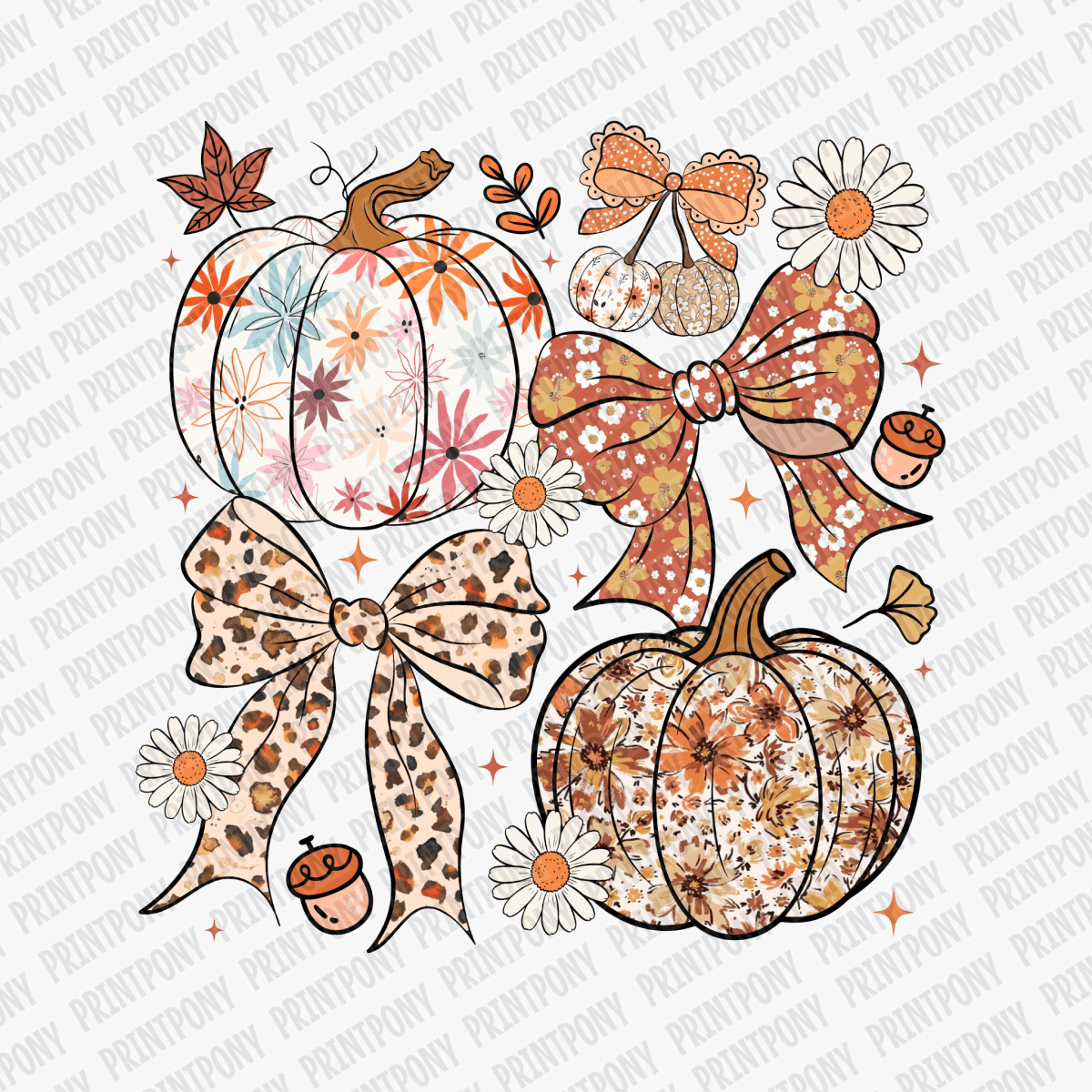 Floral Pumpkins and Bows - DTF Transfer - PrintPony™