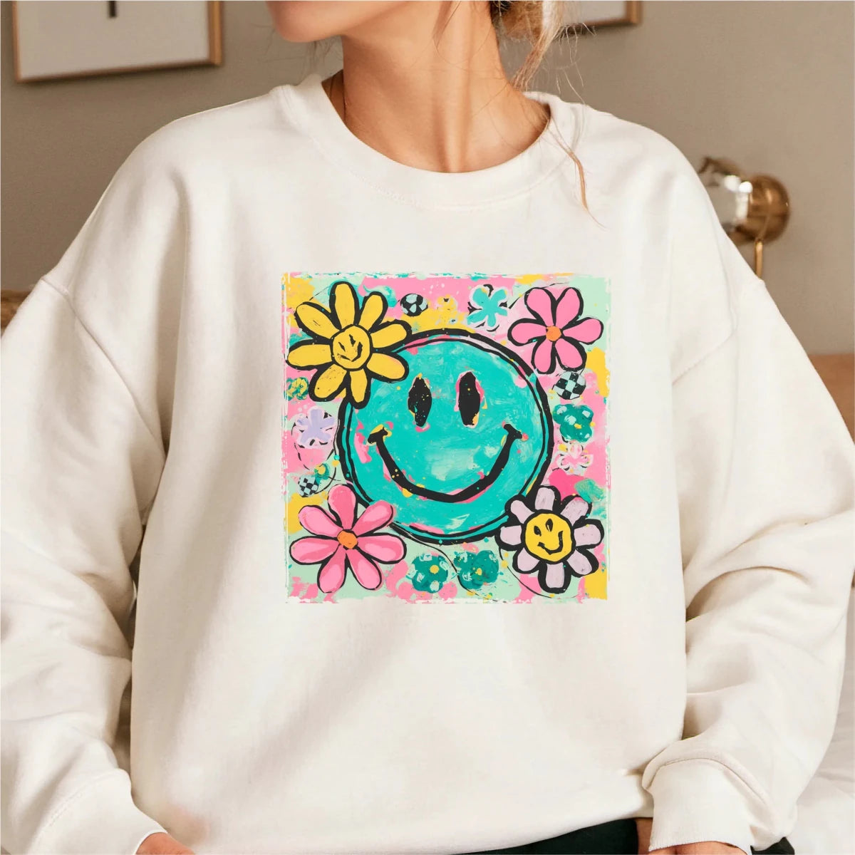 Floral Smiley Spring DTF Transfer - PrintPony