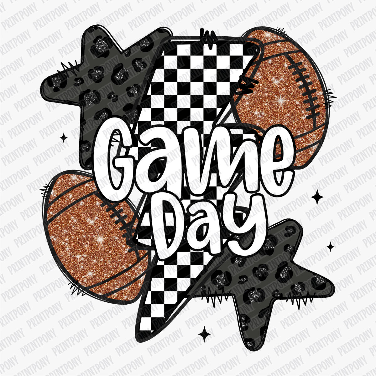 Football Game Day Faux Glitter DTF Transfer - PrintPony™