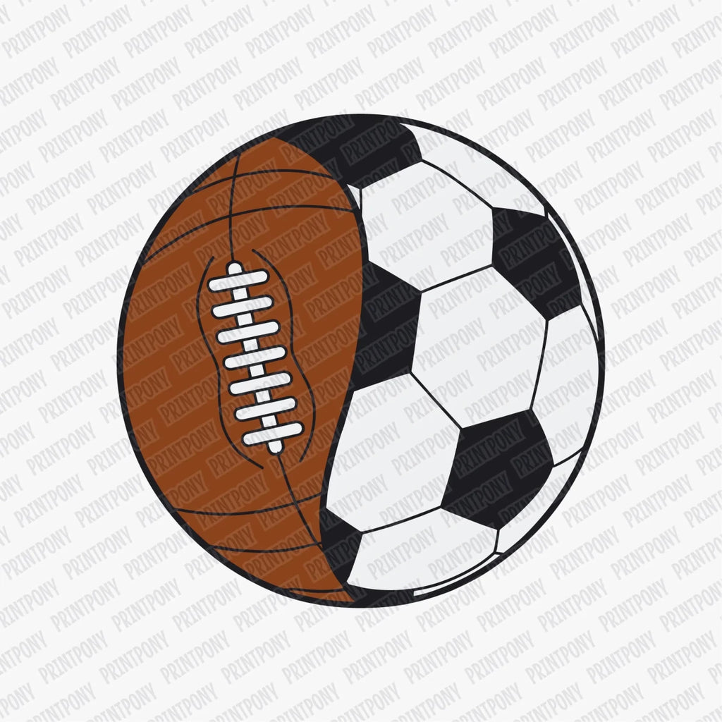 Football Soccer Split Ball DTF Transfer - PrintPony