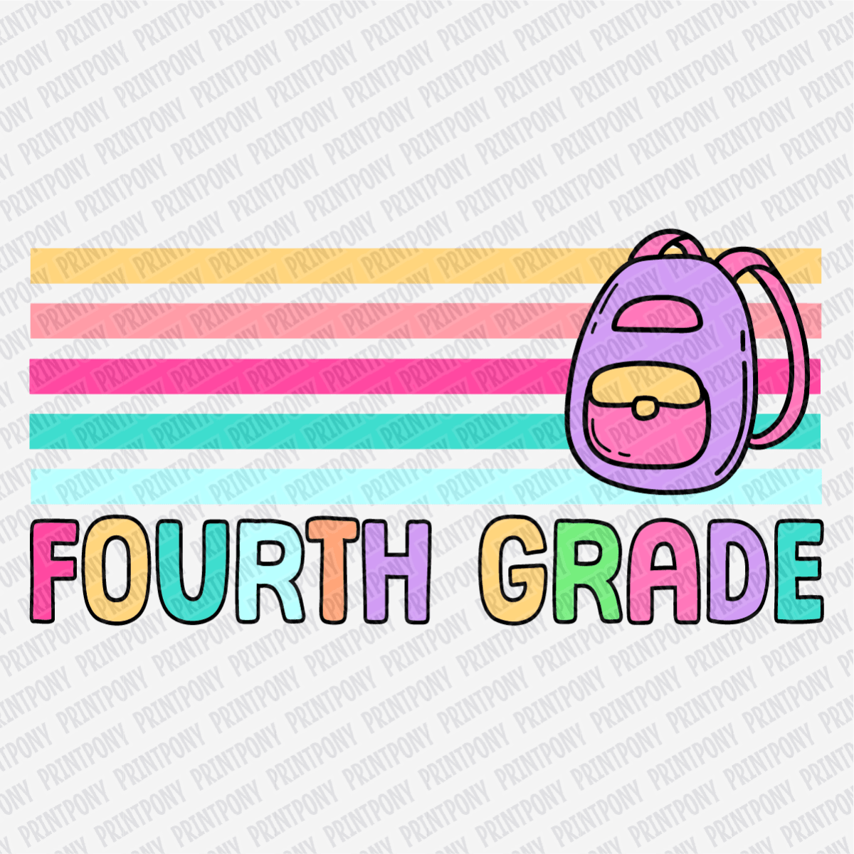 Fourth Grade Stripes - DTF Transfer - PrintPony