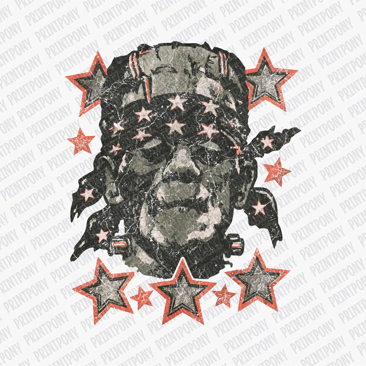 Frank and Stars Halloween DTF Transfer
