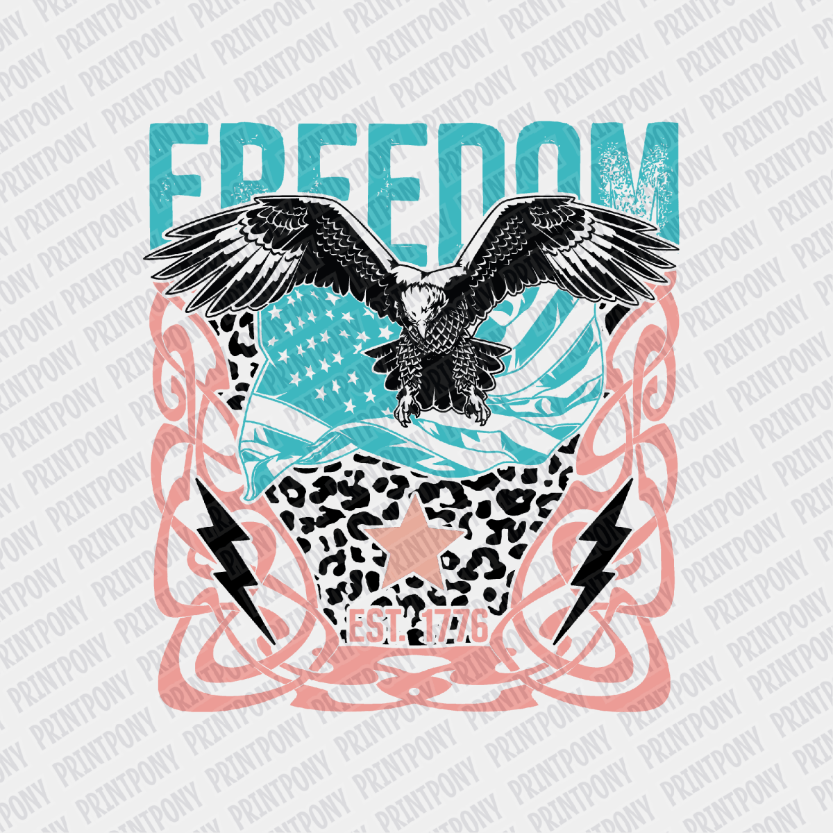 Freedom 1776 Patriotic DTF transfer - PrintPony