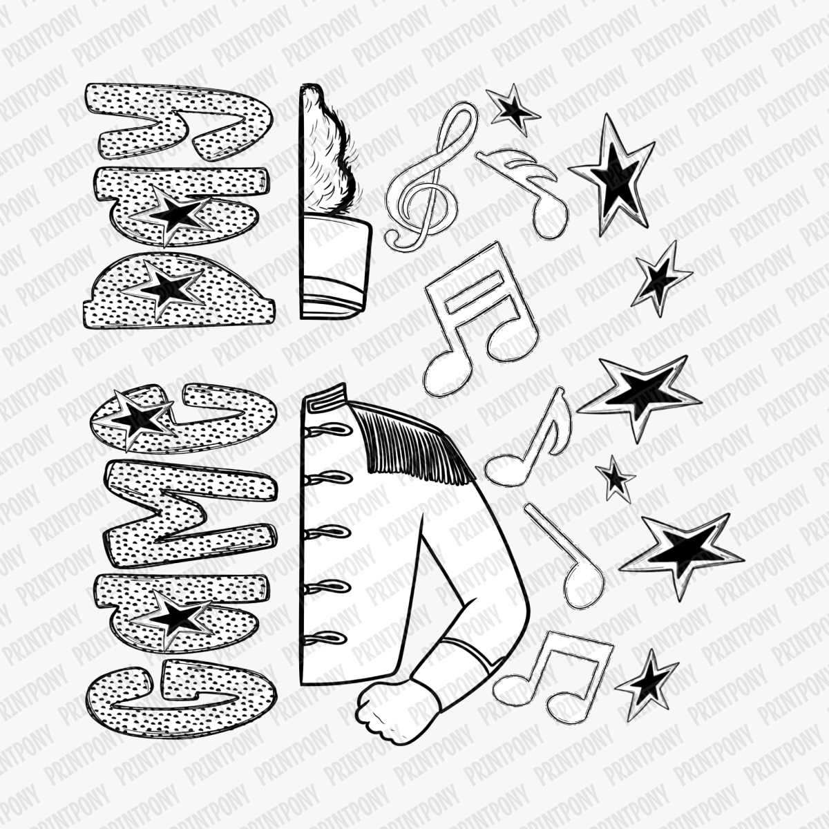 Game Day Band Dotted DTF transfer - PrintPony