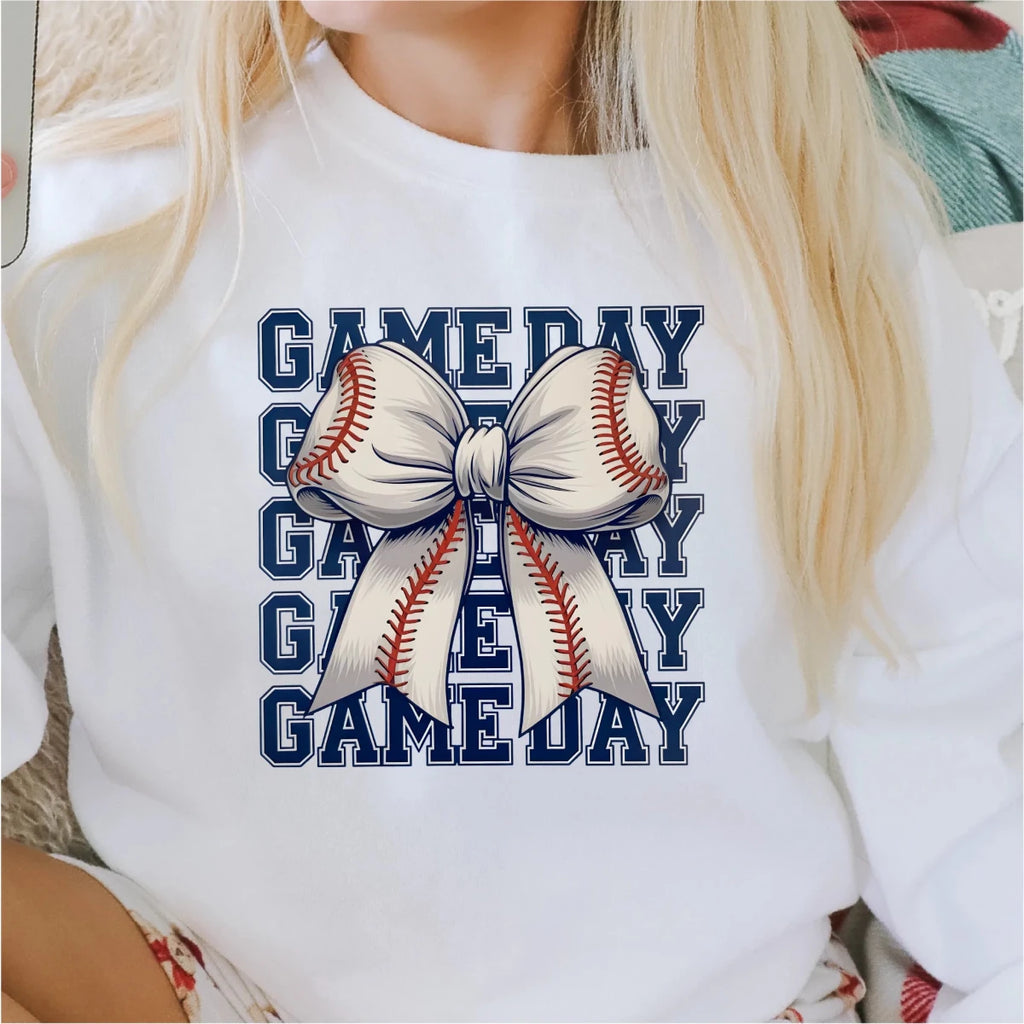 Game Day Baseball Bow Coquette DTF Transfer - PrintPony