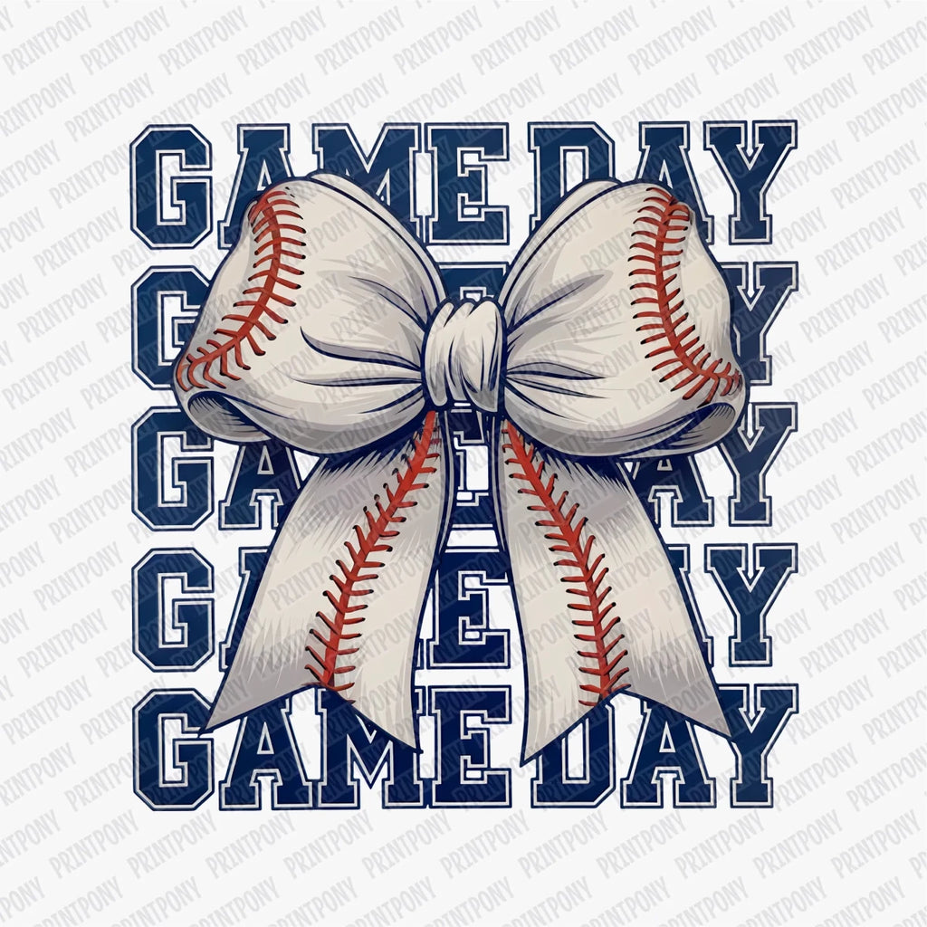 Game Day Baseball Bow Coquette DTF Transfer - PrintPony
