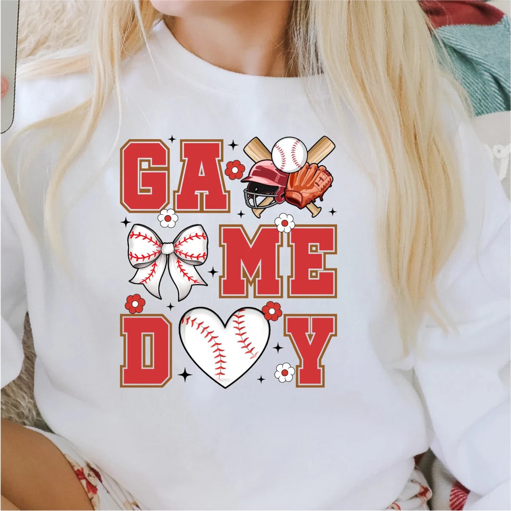 Game Day Baseball Coquette Floral DTF Transfer - PrintPony