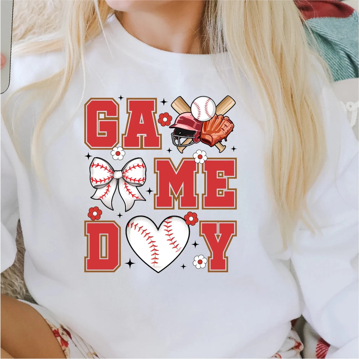 Game Day Baseball Coquette Floral DTF Transfer - PrintPony