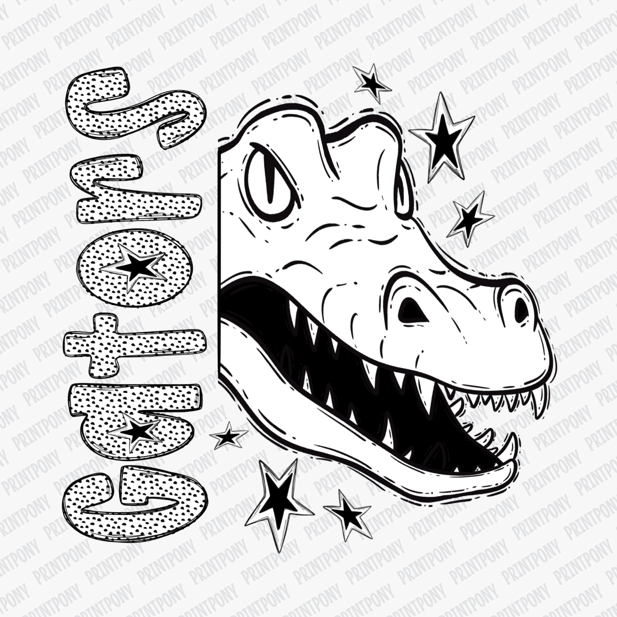 Gators Mascot Dotted Design DTF Transfer - PrintPony