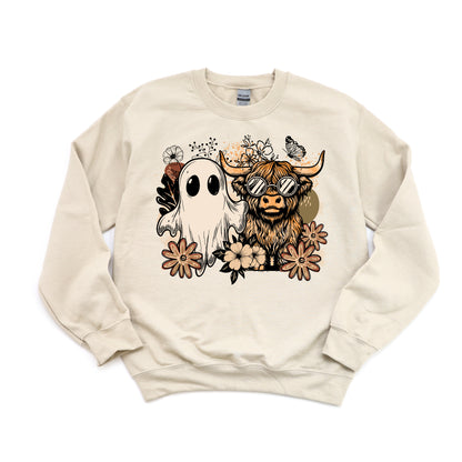 Cute Ghost and Highland Cow DTF Transfer