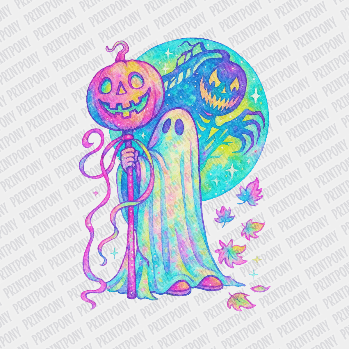 Ghost Iridescent Halloween DTF Transfer - PrintPony