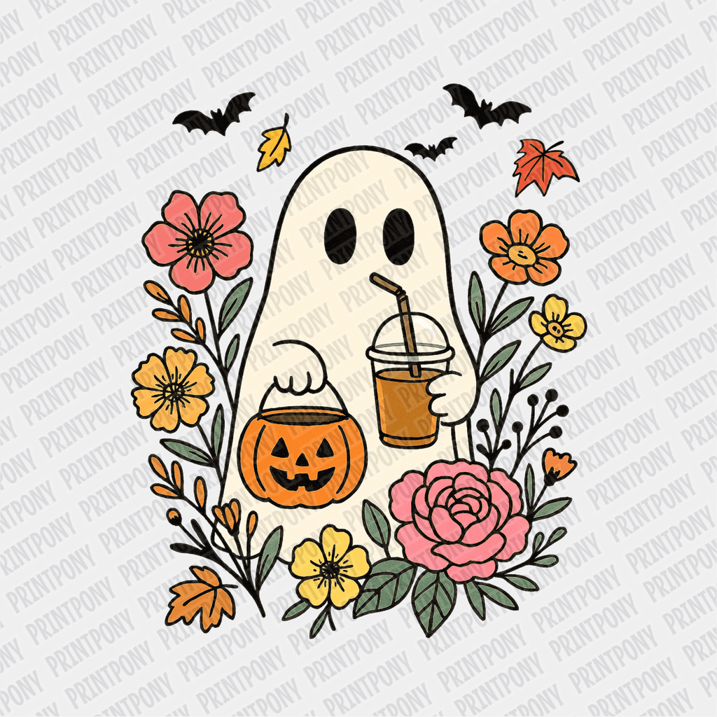 Ghost Trick or Treating Halloween DTF Transfer - PrintPony