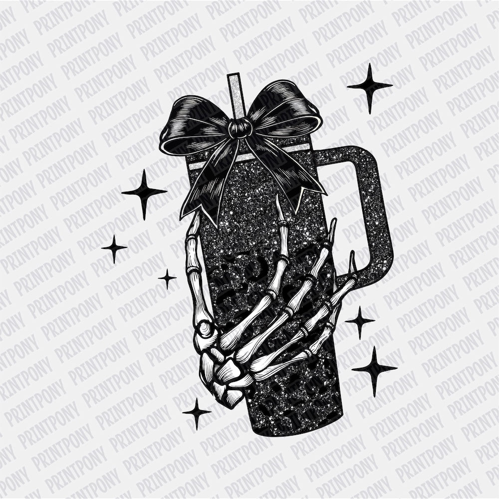 Glitter Skeleton Tumbler DTF transfer - PrintPony