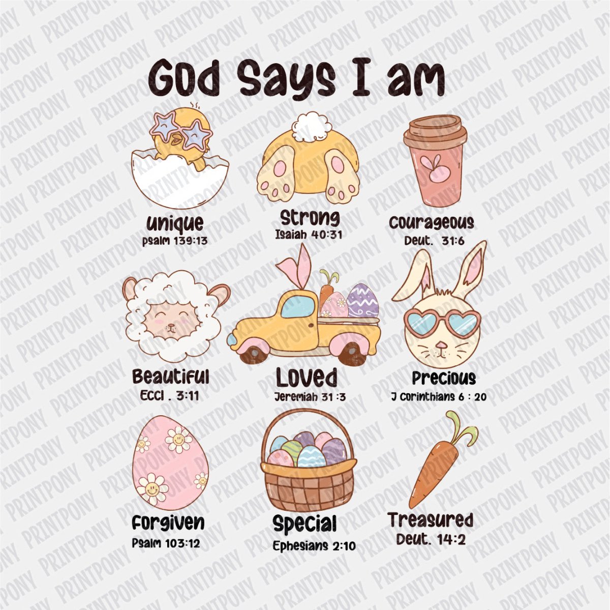 God Says I am... Easter DTF Transfer - Print Pony