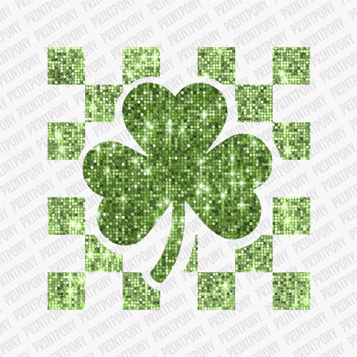 Green Faux Sequins Shamrock DTF Transfer - PrintPony