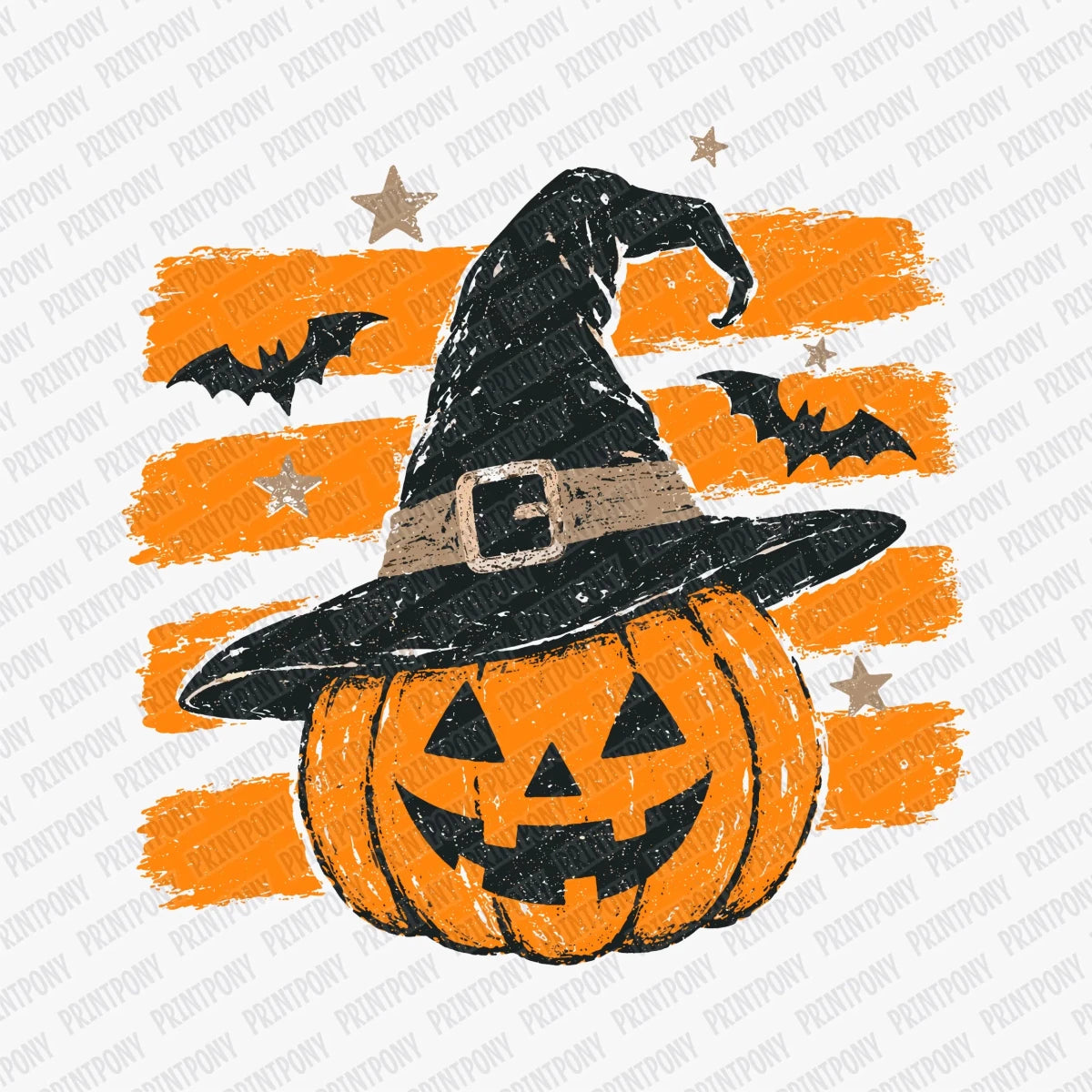 Halloween Brush Strokes Pumpkin - DTF Transfer - PrintPony