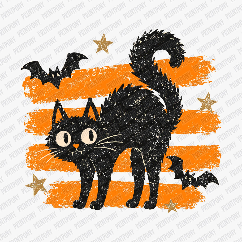 Halloween Brush Strokes Cat  - DTF Transfer