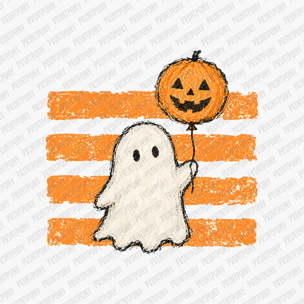 Halloween Brush Strokes Ghost and Pumpkin - DTF Transfer