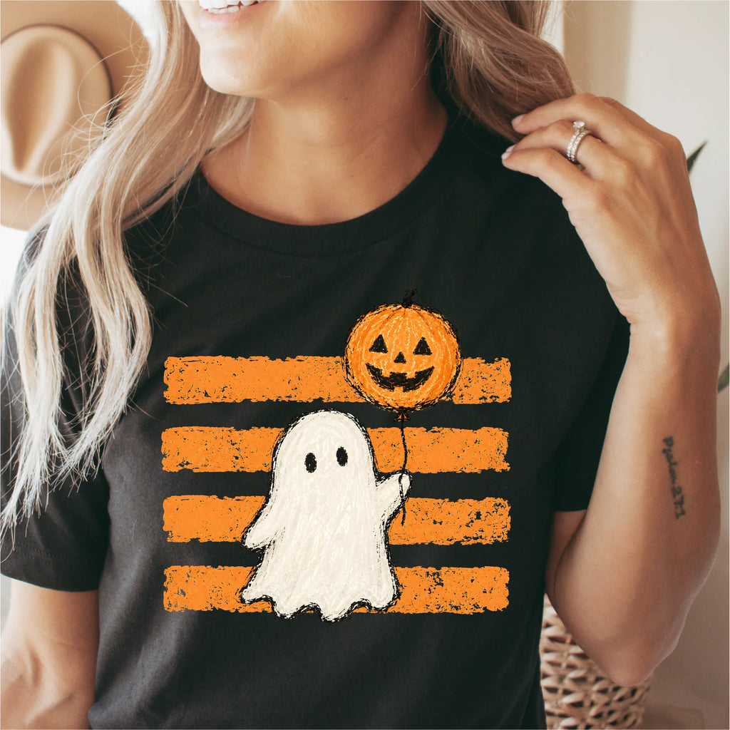 Halloween Brush Strokes Ghost and Pumpkin - DTF Transfer