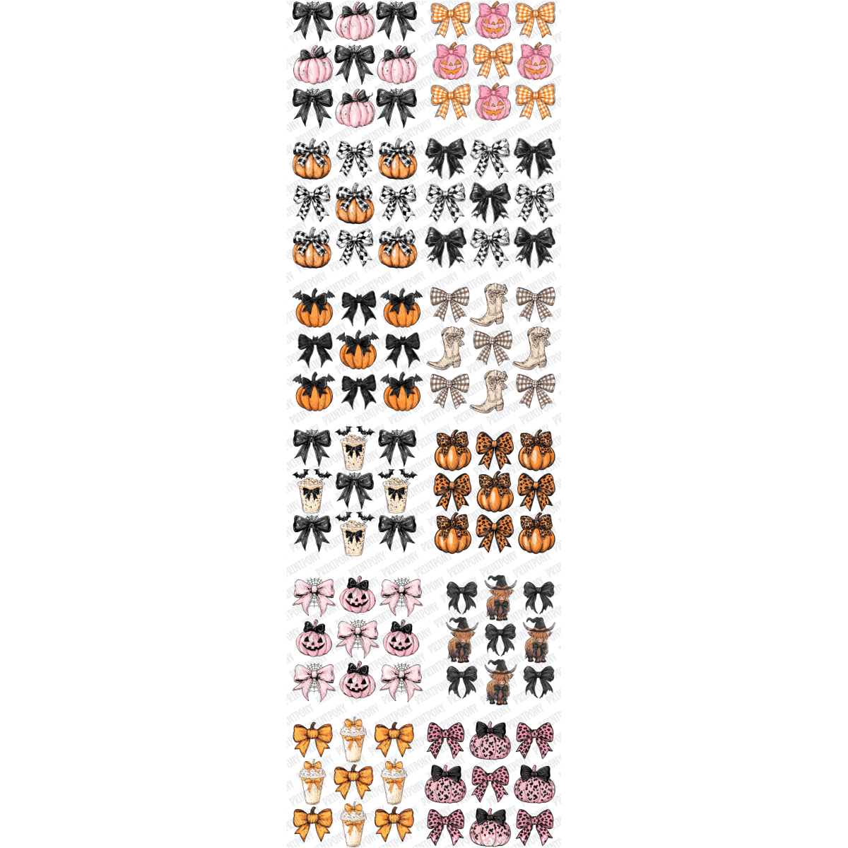 Halloween Coquette Ribbons and Bows Premade DTF Gang Sheet (22.5" x 72") - PrintPony™