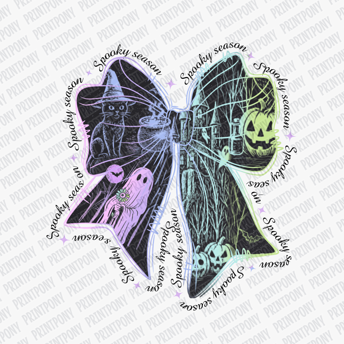 Halloween Neon Bow DTF Transfer - PrintPony™