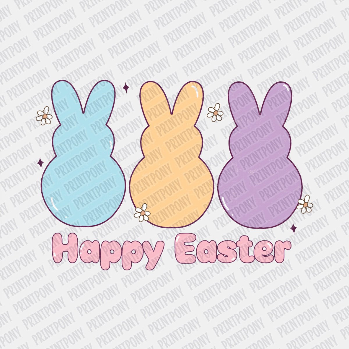 Happy Easter Bunnies - Easter DTF Transfer - PrintPony