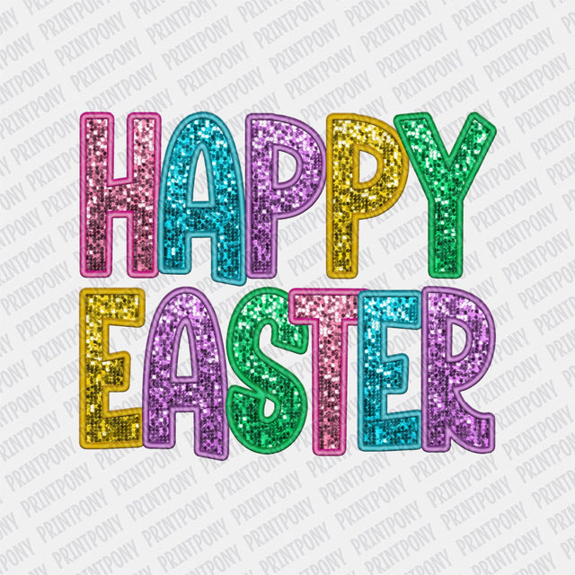 Happy Easter Faux Sequins DTF Transfer - Print Pony™