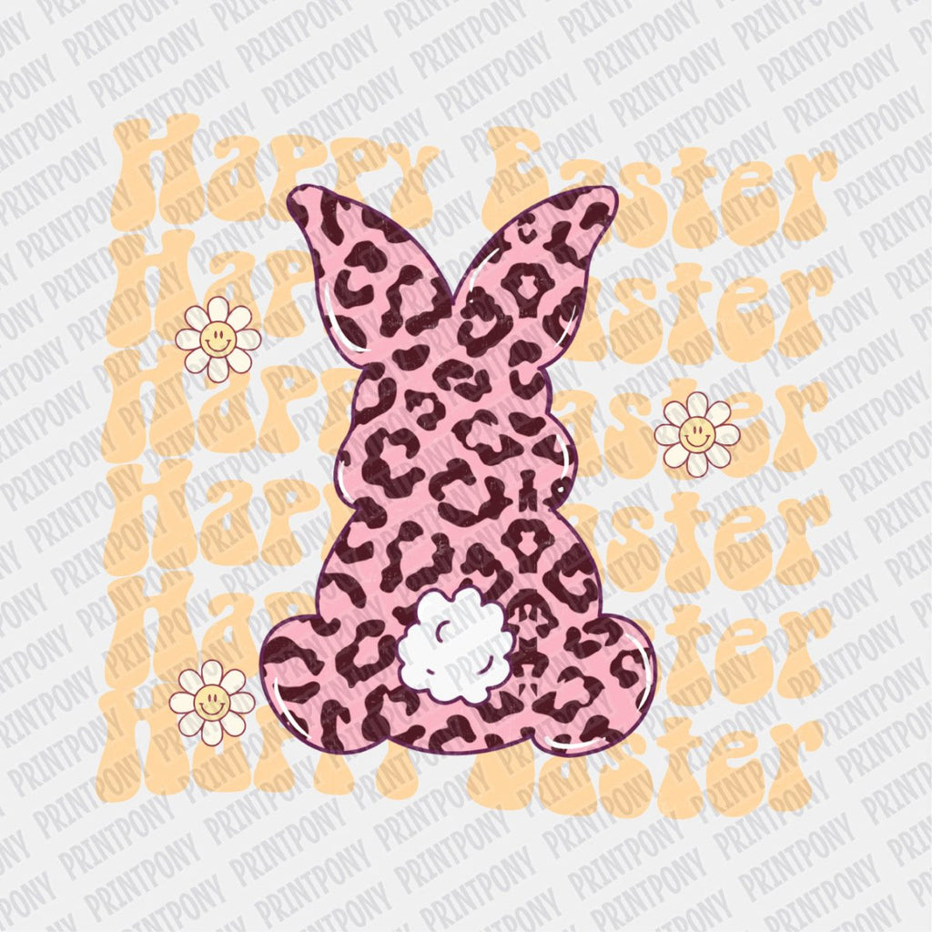 Happy Easter Leopard Print Bunny - Easter DTF Transfer - PrintPony
