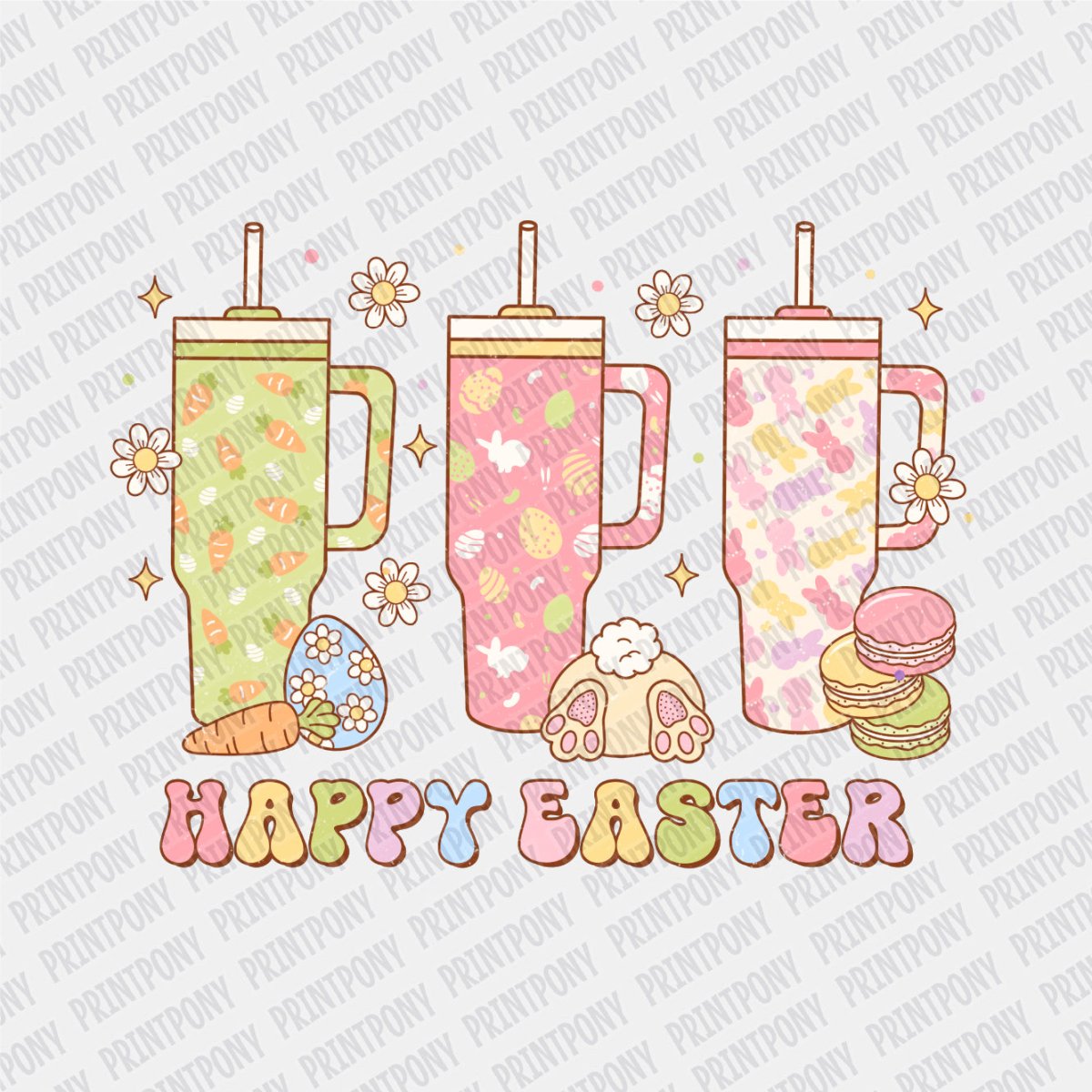 Happy Easter Tumblers DTF transfer - PrintPony