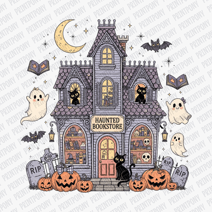 Haunted Bookstore Halloween DTF Transfer - PrintPony™