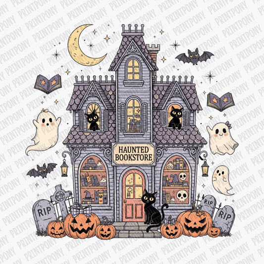 Haunted Bookstore Halloween DTF Transfer - PrintPony™