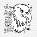 Hawks Mascot Dotted Design DTF Transfer - PrintPony