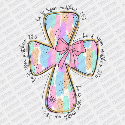 He is Risen Coquette Cross Easter DTF Transfer - PrintPony