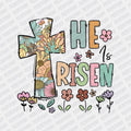 He is Risen Floral Cross DTF Transfer - PrintPony