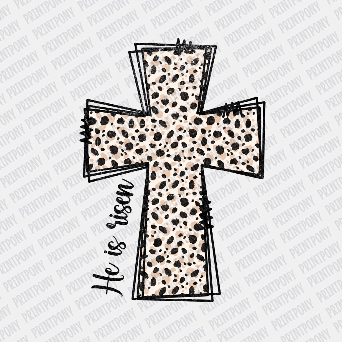 He is Risen Leopard Cross DTF transfer - PrintPony
