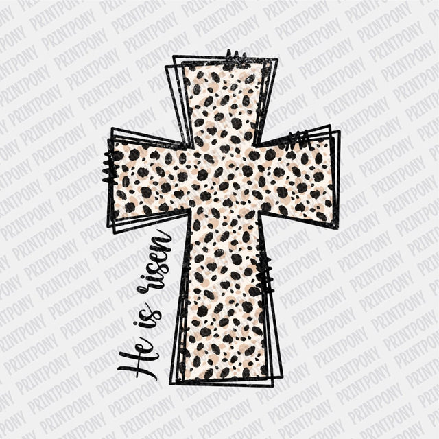 He is Risen Leopard Cross DTF transfer - Print Pony™