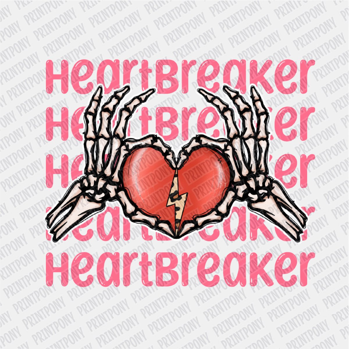 Heart Breaker Skeleton with Heart DTF Transfer - PrintPony