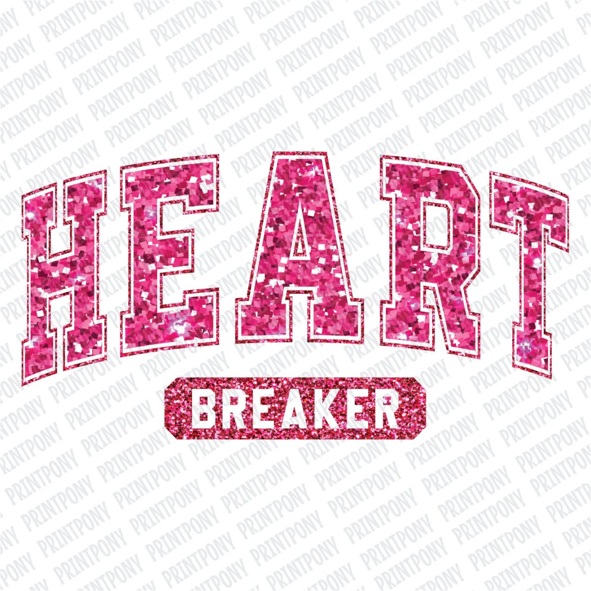 Heart Breaker Sparkly Faux Sequin Letters DTF Transfer - Print Pony™