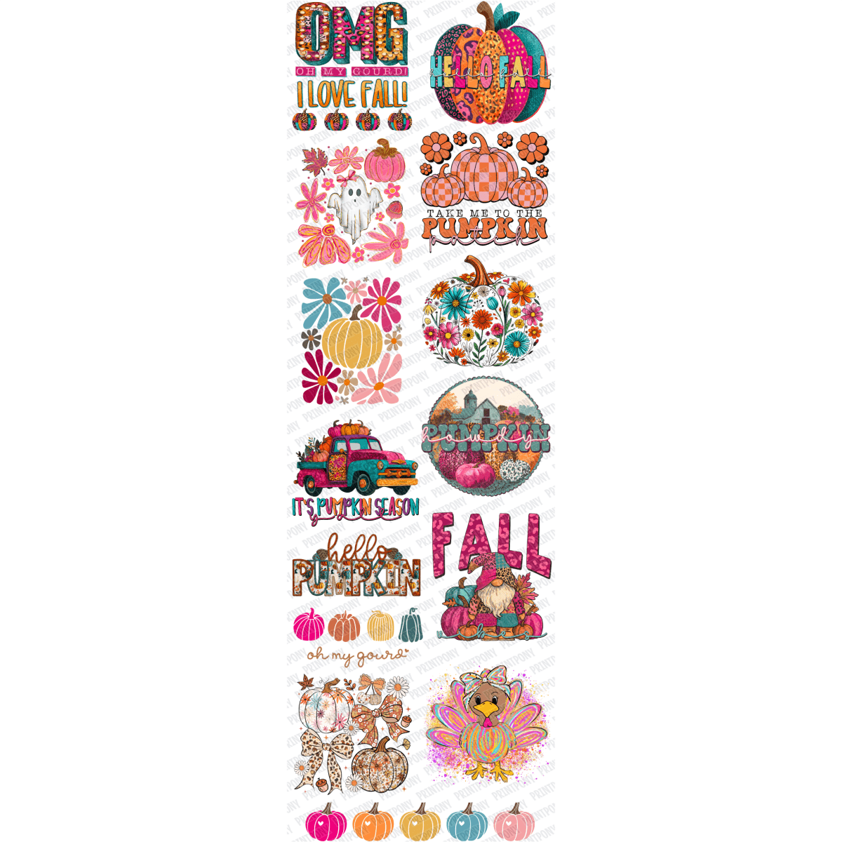 Hello Fall Premade DTF Gang Sheet (22.5" x 72") - PrintPony™