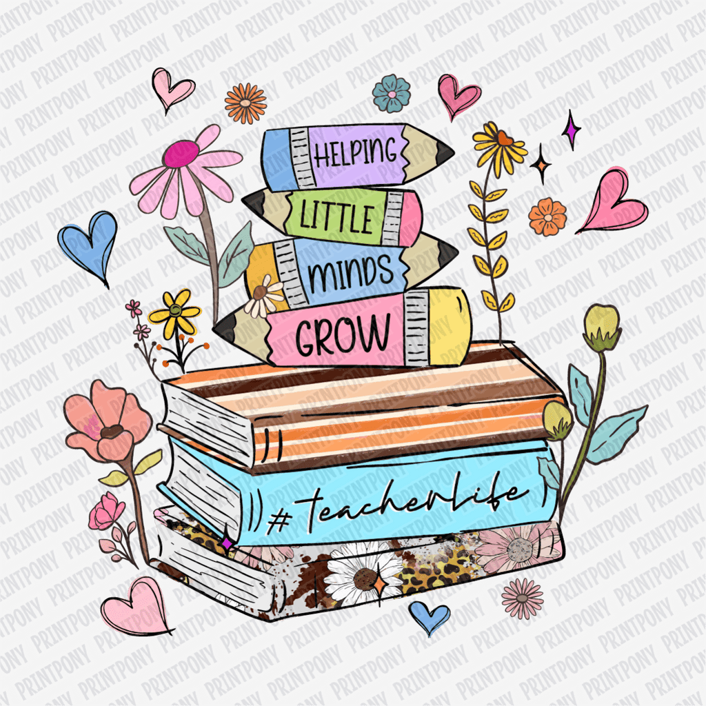 Helping Little Minds Grow Floral DTF Transfer - PrintPony