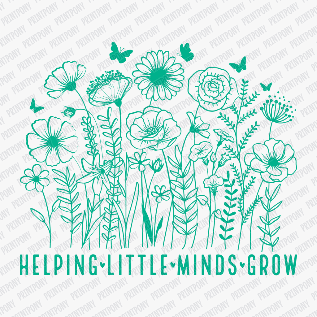 Helping Little Minds Grow Floral DTF Transfer - PrintPony™