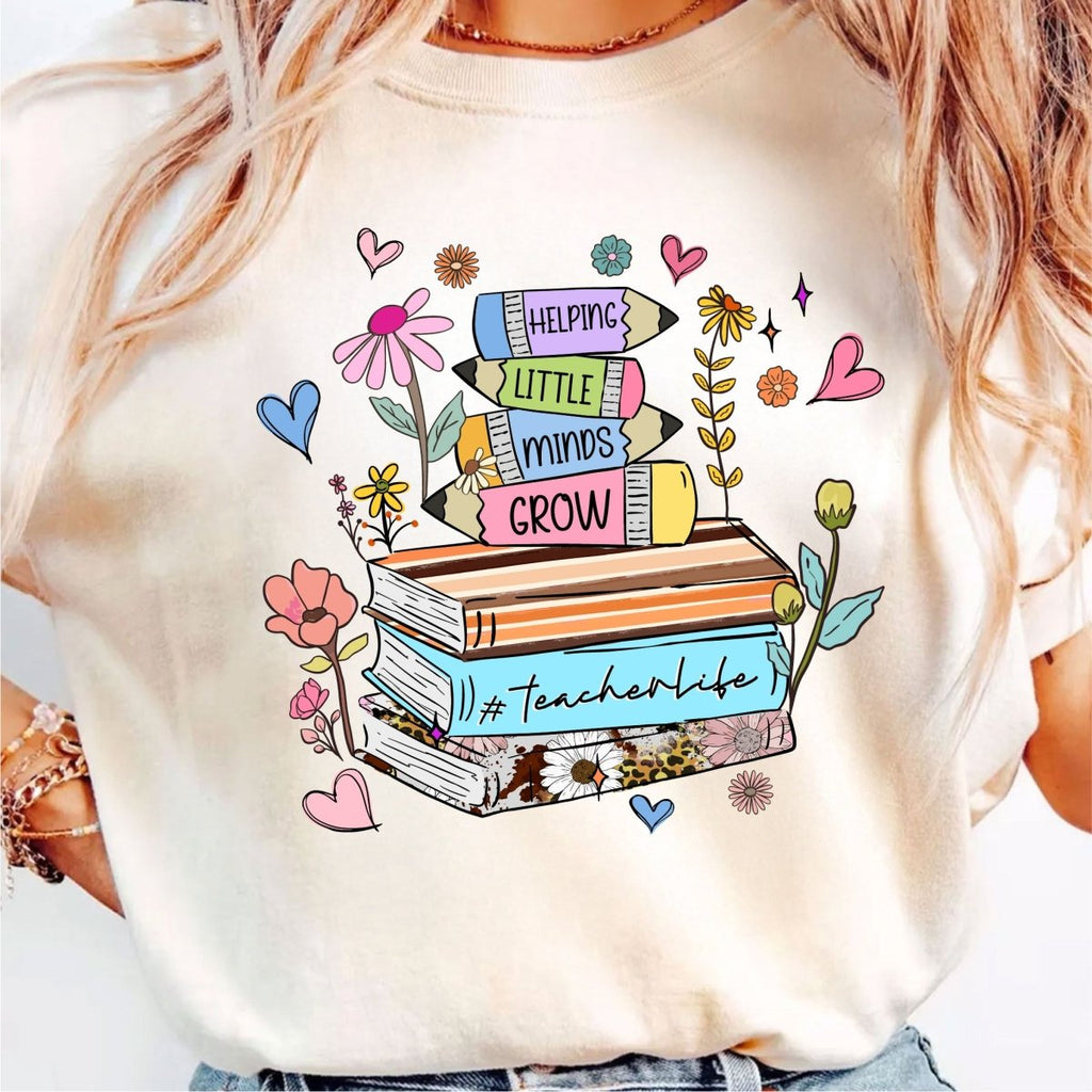 Helping Little Minds Grow Floral DTF Transfer - PrintPony