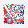 Hey Batter Batter Swing Floral Baseball DTF Transfer - PrintPony