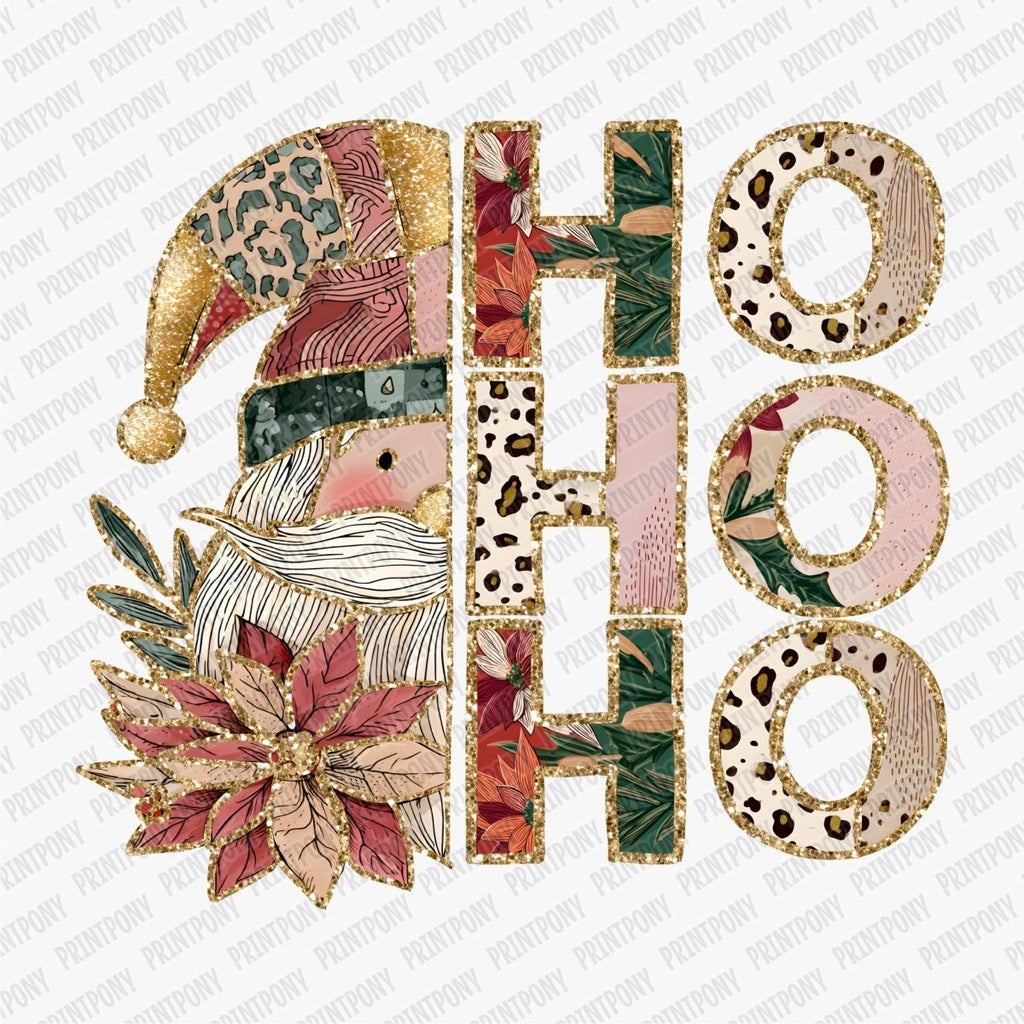 Ho Ho Ho Patchwork Santa DTF transfer - PrintPony